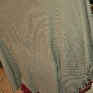 Mark Graham NWOT Beige & Tan  Knit Shawl Wrap with Fringe Xlarge NEVER USED